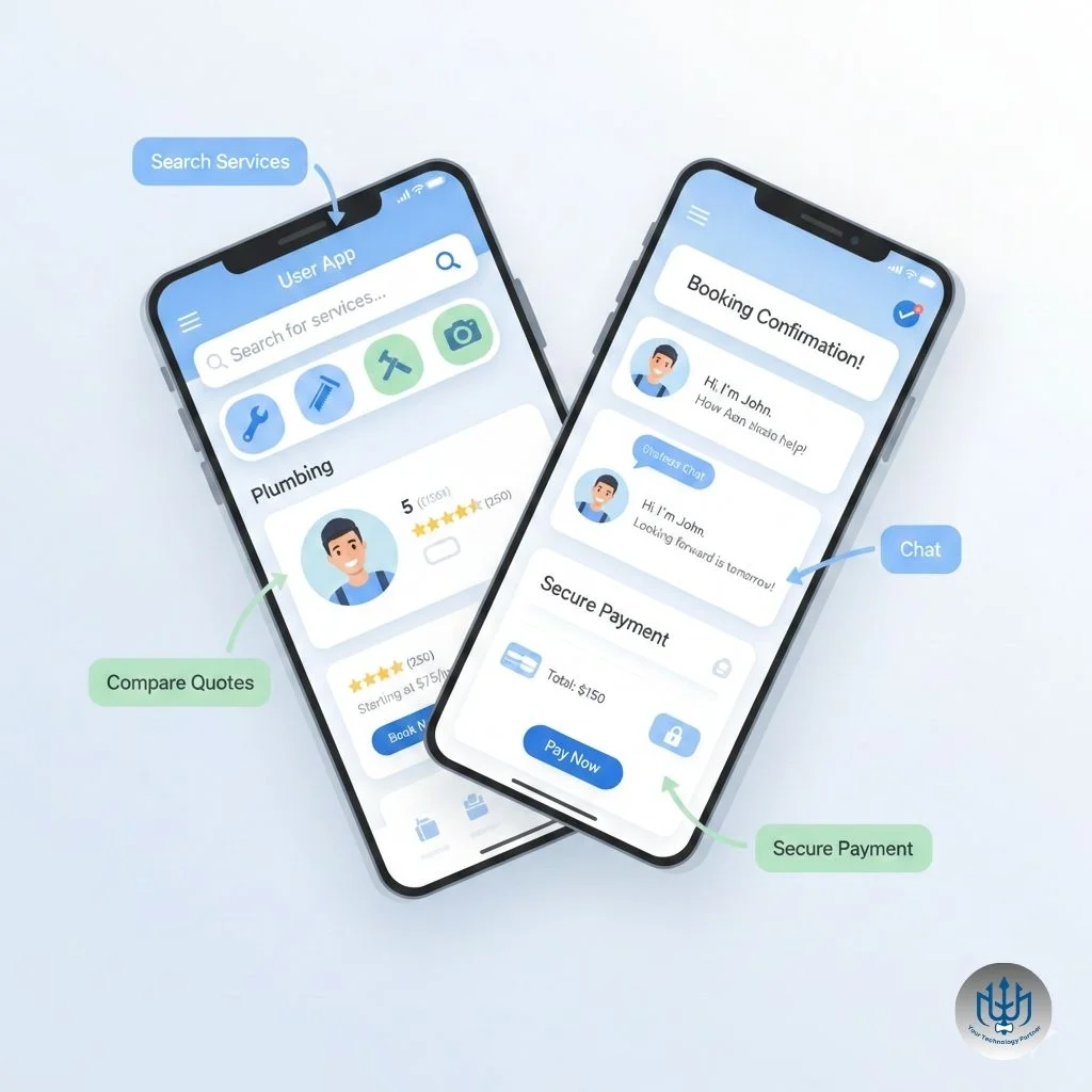 A customer application that allows people to discover, book, and track services.
